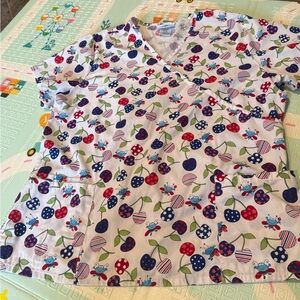 Little bug and cherry scrub top